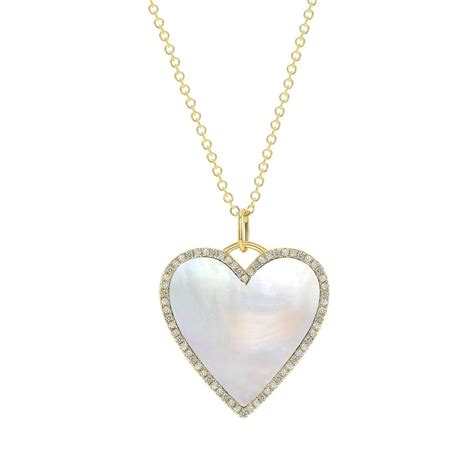 Mother Of Pearl Necklace Heart Pendant Gift For Her K Gold