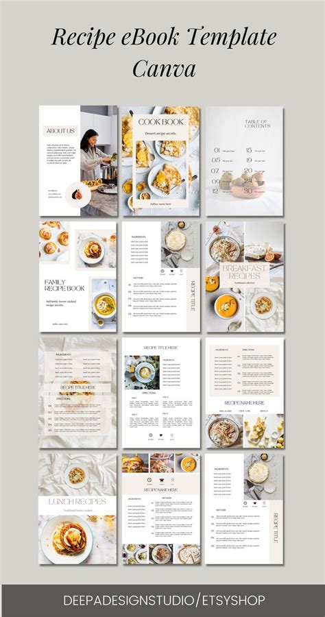 Recipe Ebook Template Canva Editable Cookbook Artofit