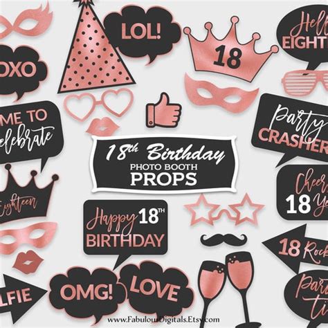 18th Birthday Photo Booth Props Eighteenth Party Props Etsy