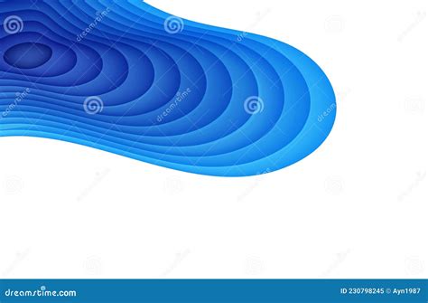 Blue Abstract Background In Paper Cut Style Layers Of Paper Wavy Water