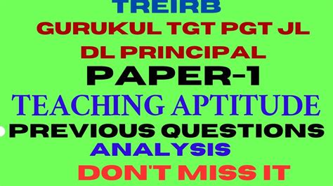 Treirb Gurukul Tgt Pgt Jl Dl Principal Paper Teaching Aptitude