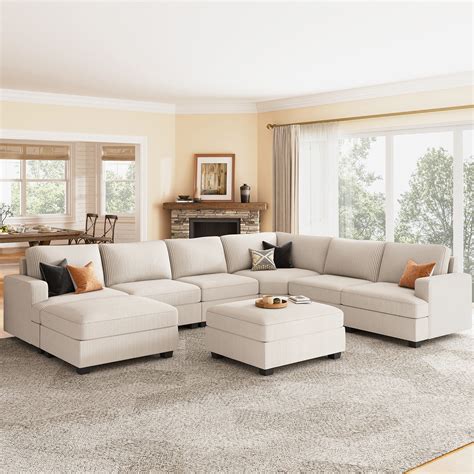 Nolany Corduroy Sectional Upholstered Modular Sectional Sofa With