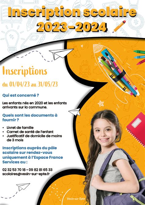 Inscription Scolaire 2023 2024 Commune De Vexin Sur Epte