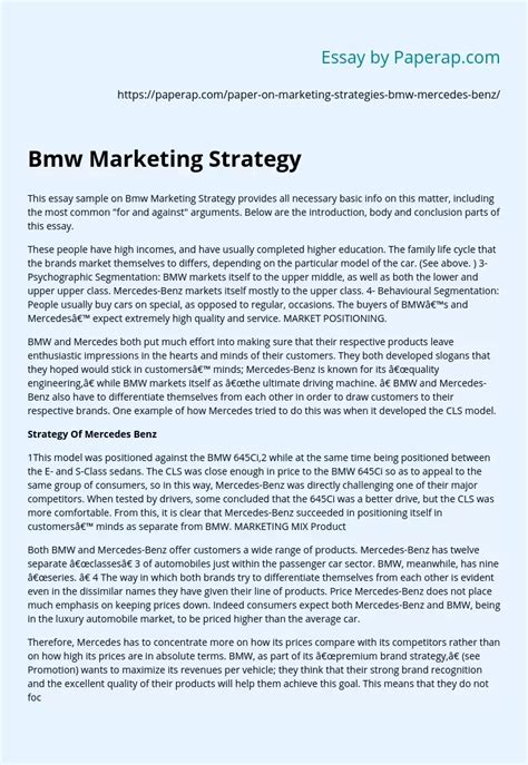 Bmw Marketing Strategy Free Essay Example