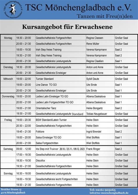 Tsc M Nchengladbach Unsere Aktuellen Tanzangebote F R Erwachsene