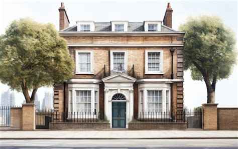 Premium Photo Blue And White House With Blue Front Door