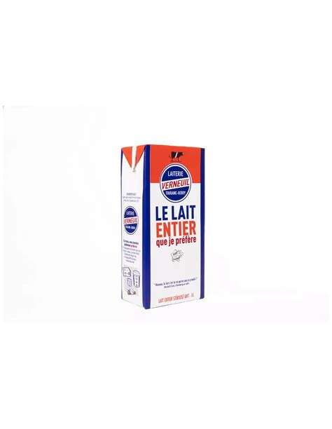 Lait UHT Entier Verneuil 6 Briques De 1 Litre