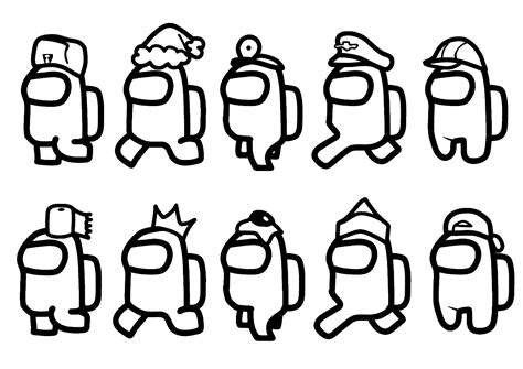 Among Us various Characters - Among Us Coloring Pages