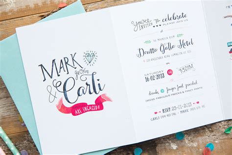 Custom Engagement Invitations For Carli And Mark Behance