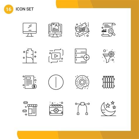 Set Of 16 Vector Outlines On Grid For Search Content Computer Chart