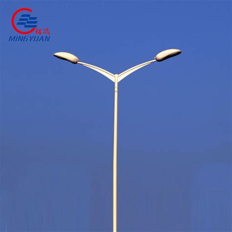 Double Sided Steel Street Light Pole Galvanized Pole Light Fixtures