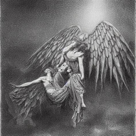 Fallen Angel Pencil Illustration By Gustave Dore Stable Diffusion