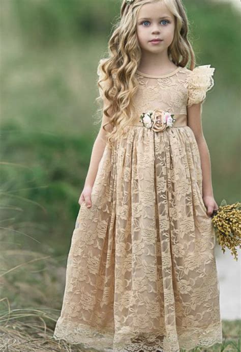 Lace Flower Girl Dresses With Handmade Flowers · Dressydances · Online