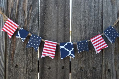 Mini Fabric Bunting Red White And Blue 12 18 Inches Party Etsy