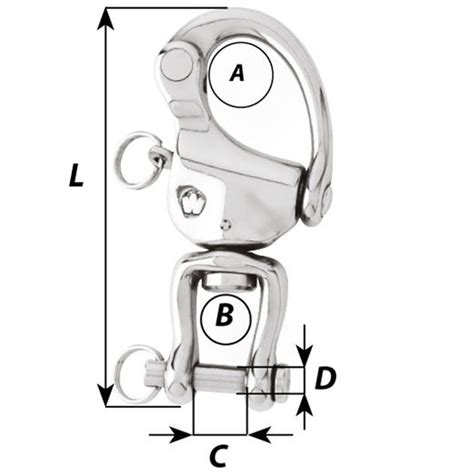 Wichard 120mm Hr Fixed Eye Snap Shackle With Clevis Pin Swivel Vr