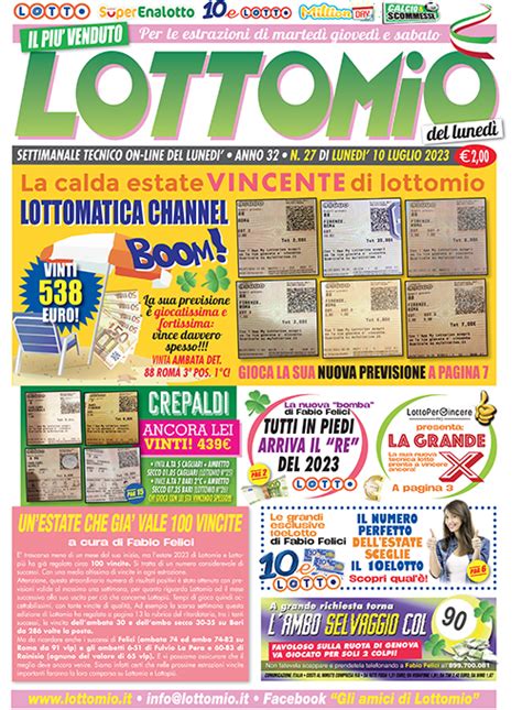 Lottomio Del Lunedì ONLINE N 27 disponibile sul nostro store digitale