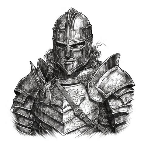 Premium Ai Image A Drawing Of A Knight In Armor With A Sword In His Hand