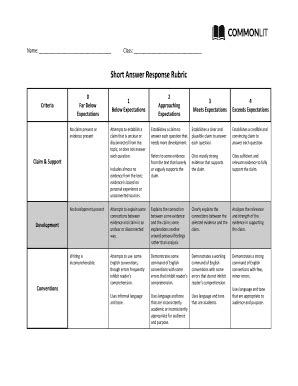 Short Response Rubric Fill Online Printable Fillable Blank PdfFiller