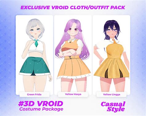 Chic Trio Collection Stylish Casual 3d Outfits For Vroid Girls Vroid