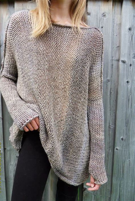 Slouchy Knit Sweater Oversized Pullover Sweaters Plain Sweaters