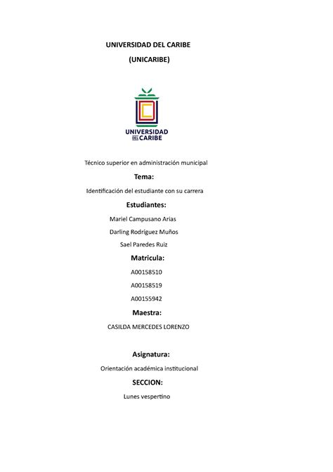 Trabajo Final Orientaci N Acad Mica Universidad Del Caribe Unicaribe