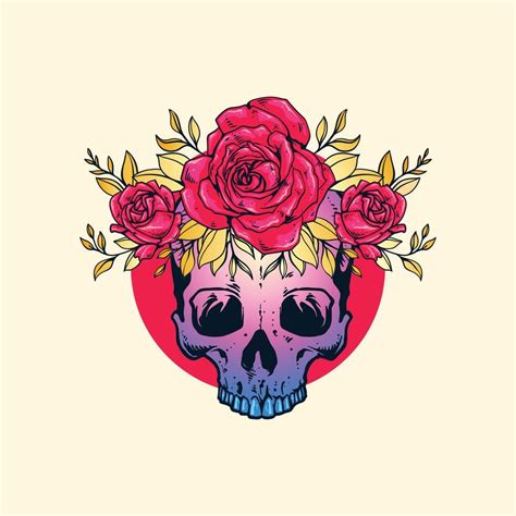 Skull And Rose Flower Artwork 38571097 Vector Art At Vecteezy