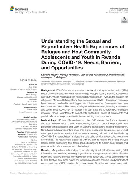 Pdf Understanding The Sexual And Reproductive Health Experiences Of