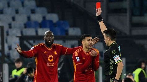 Roma 1 1 Fiorentina Romelu Lukaku Scores And Is Sent Off In Feisty