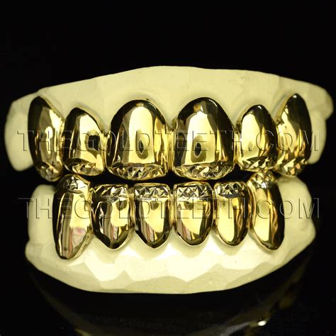 Gold Grillz K Gold Teeth Diamond Cut Yellow Gold Grillz Real Etsy