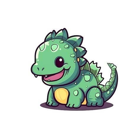 Un Dinosaurio Verde De Dibujos Animados Con Una Gran Sonrisa Vector