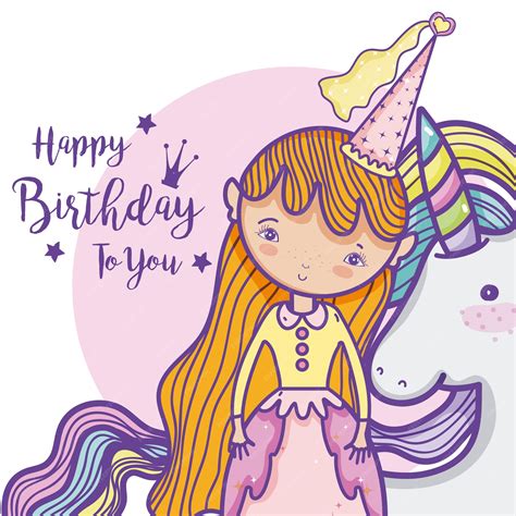 Premium Vector Happy Birthday Card For Girls