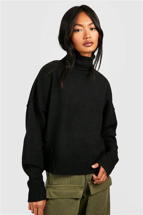 Soft Knit Roll Neck Jumper Boohoo Uk