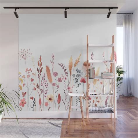 Wild Flowers Wildflowers Watercolor Floral Wall Mural By Honey Design