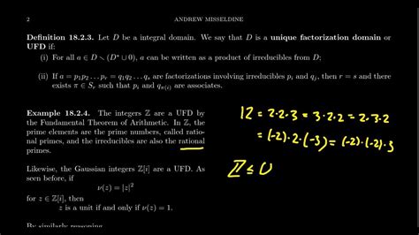 Unique Factorization Domains Youtube