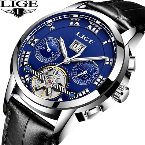 Lige Watchbrand Men S Watches Automatic Mechanical Wristwatches Leather