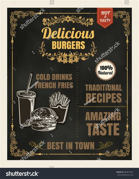 Restaurant Fast Foods Menu Burger On Stock Vector Royalty Free