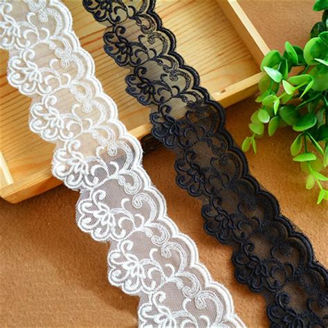 5cm Wide 5yds Lot Embroidered Tulle Lace Trim Mesh Lace Trim White