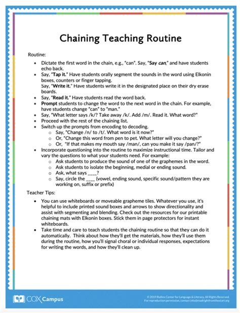 Chaining Teaching Routine Resource Library Cox Campus