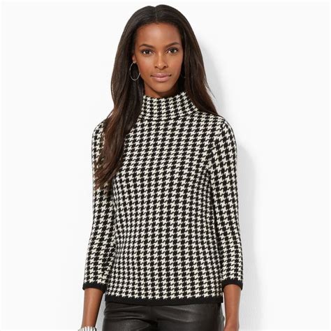 Houndstooth Turtleneck Sweater Clothes Sweaters For Women