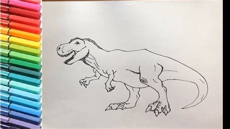 How To Draw And Color The T Rex From Jurassic World Dinosaurs Color Pages Tyrannosaur Youtube