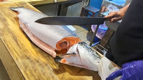 Sushi Mastery Unleashed Watch A Sushi Master Fillet A Whole Big Salmon For Ultimate Sushi