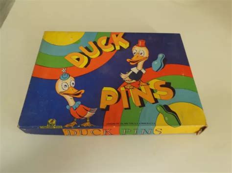 Vintage 1950s Wood Duck Pins Game 605 Original Box Concord Toy Co N