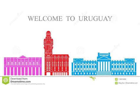 Uruguay Set. Isolated Uruguay Architecture on White Background Stock ...