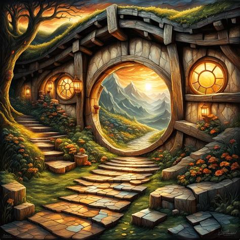 Hobbit Gate Masterpiece Hobbit Gate Art In Distressed Acry