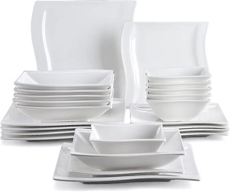 MALACASA Série Flora 24pcs Service de Table Assiettes Porcelaine