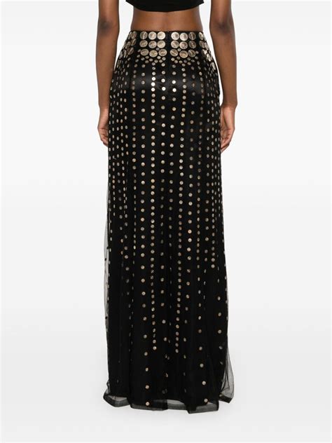 Alberta Ferretti Stud Embellished Maxi Skirt Black FARFETCH