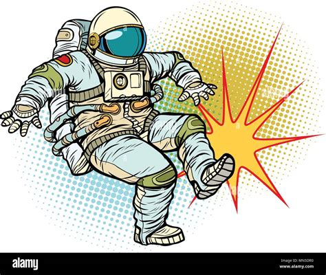 Astronauten Treten Isoliertem Sternpunkt Hintergrund Pop Art Retro