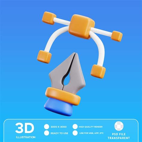 Ilustração 3d Da Ferramenta Psd Bazier Psd Premium