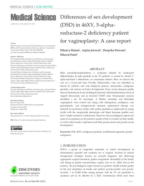 Pdf Differences Of Sex Development Dsd In 46xy 5 Alpha Reductase 2