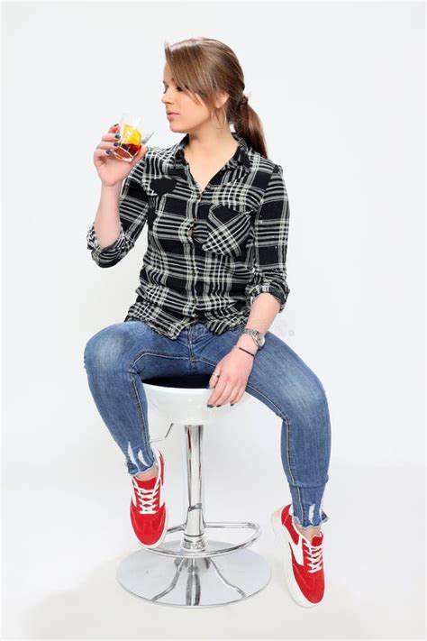 Beautiful Cute Brunette Girl Posing In Studio Fashion Photography Stock Image Image Of Cute